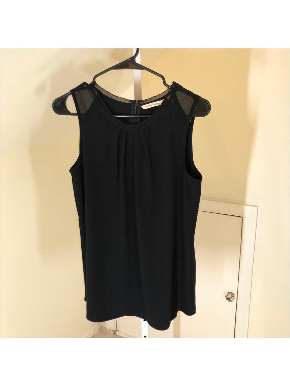 Soft Surroundings EUC Women's Black Sleeveless Chiffon Blouse Size XS